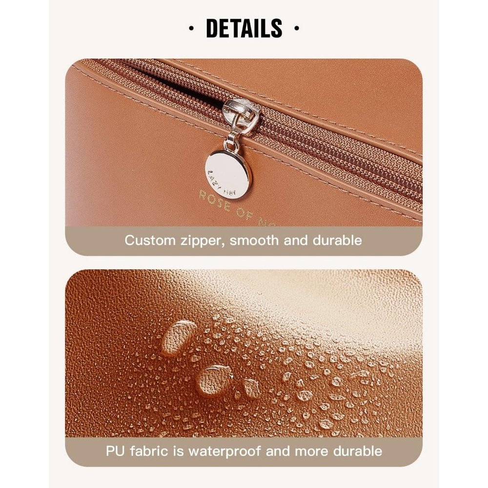 Women Large Waterproof Flat Toiletry Travel Make Organizer With Divider Handle - Picture 5 of 9